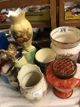 A quantity of ceramics including Ansley vase and Cherub