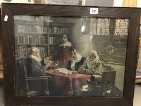A framed and glazed circa 1930's print depicting an Elizabethan scene. COLLECT Only