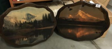 Two scenery landscapes on wood