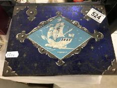 An interesting Blue nautical themed tin with collection of jewellery