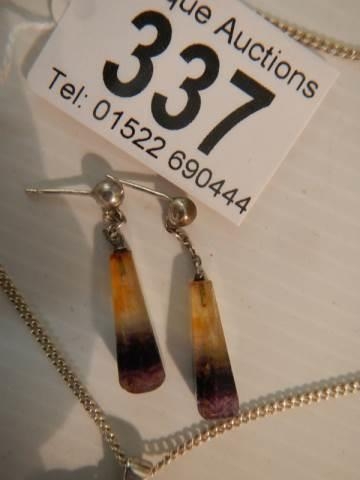 A silver pendant set amber? and a pair of pendant earrings. - Image 2 of 4