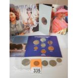 Two coin sets (one being £5) etc.,