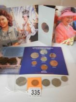 Two coin sets (one being £5) etc.,