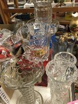 A quantity of glass vases