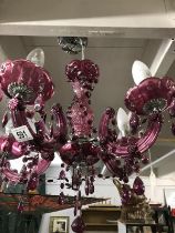A pink glass chandelier AF