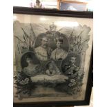 A framed and glazed engraving featuring Windsor Castle glass A/F COLLECT ONLY