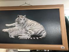 Large, framed picture depicting Tiger and cubs