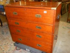 S.W Silver Victorian mahogany campaign chest. COLLECT ONLY