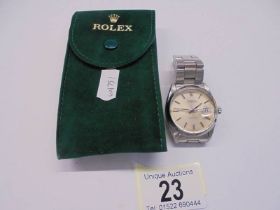 A Rolex Oyster date precision wrist watch, 78350 in velvet pouch.