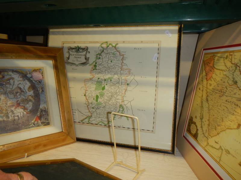 Four framed and glazed maps and one other including Nottinghamshire, The Falklands etc., COLLECT - Image 5 of 6