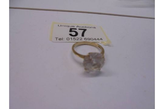 A 9ct gold ring set white stone, size K, 2.8 grams. - Image 1 of 3