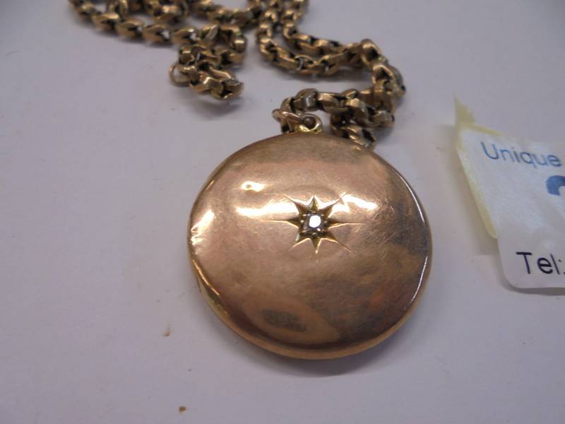 A 9ct gold locket on a 9ct gold chain, 15.8 grams. - Image 2 of 3