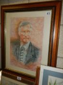 A framed and glazed limited edition portrait print of Sir Alex Ferguson, 695/2000, COLLECT ONLY.