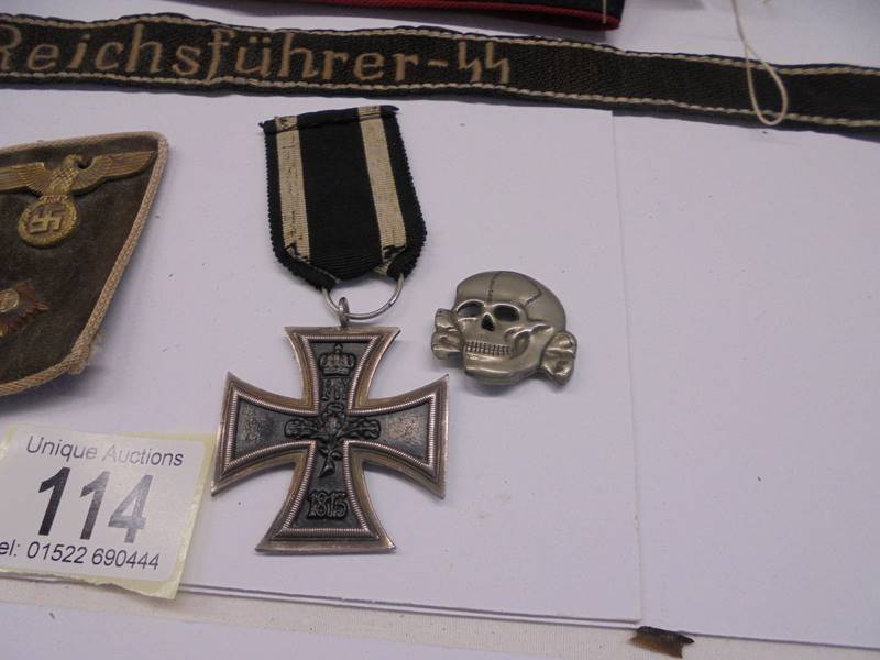 German badges and bands including Iron Cross 2nd class, SS armband, SS skull pin etc., - Image 2 of 10