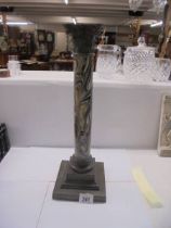 A Victorian Corinthian column oil lamp base with marblesque column, Hinks/Messenger font thread.