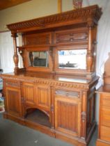 A superb quality early 20th century oak mirror backed sideboard, COLLECT ONLY.