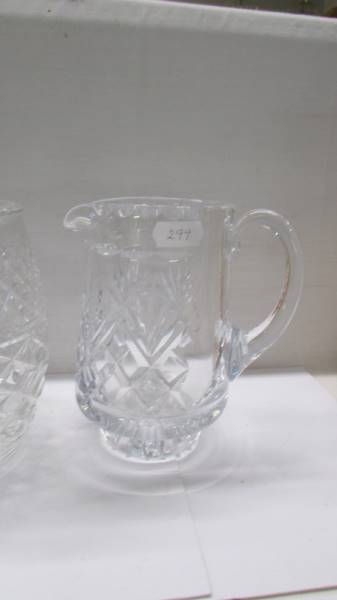 A cut glass biscuit/cookie jar, jug and 3 half pint tankards., COLLECT ONLY. - Image 4 of 4