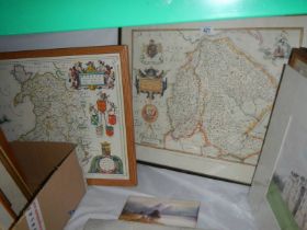 Two framed and glazed maps being Derbyshire and Wales, COLLECT ONLY.