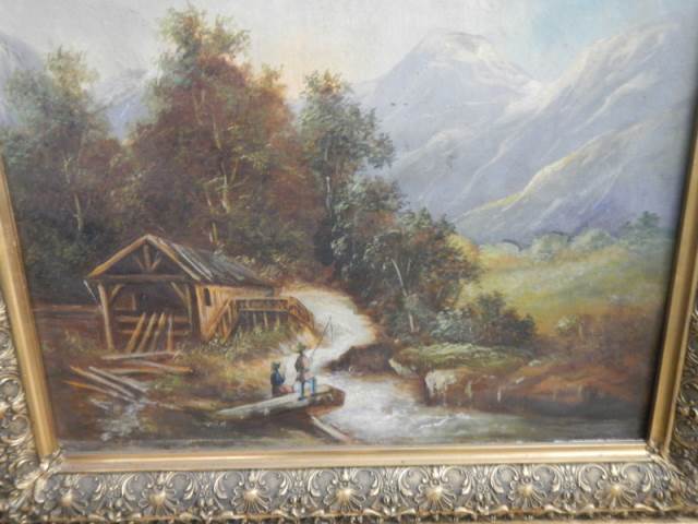 An early 20th century unsigned oil on canvas a/f (small hole centre bottom) COLLECT ONLY. - Image 5 of 5
