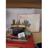 A boxed Mamod Stationary steam engine.