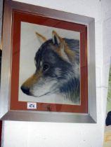 A framed and glazed print of a wolf, COLLECT ONLY.