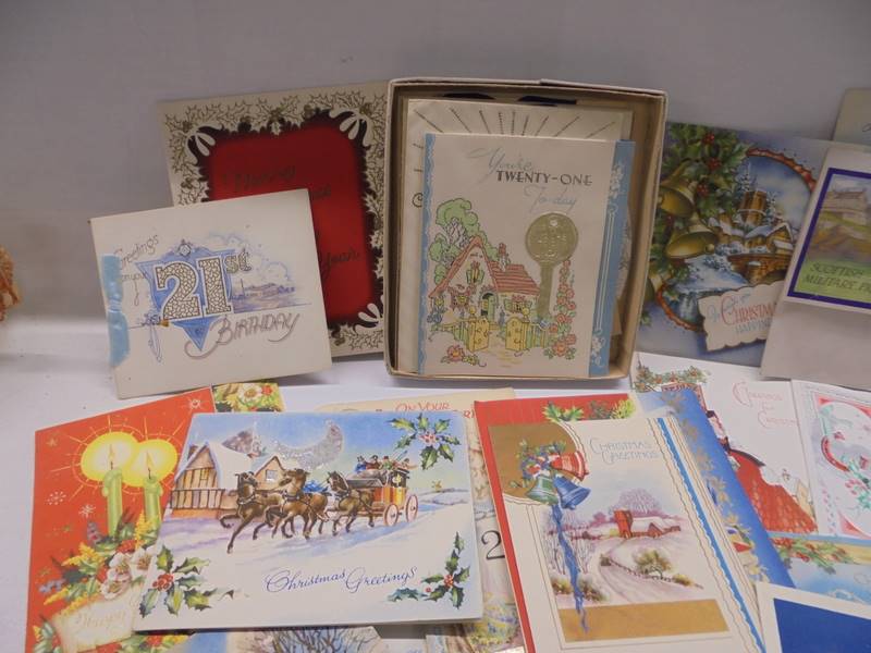 A quantity of vintage greeting cards including Christmas and 21st Birthday. - Image 2 of 8