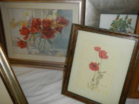 Two good framed and glazed floral watercolours, COLLECT ONLY.