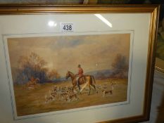 A framed and glazed watercolour 'The Hunt' signed Joe Allen, COLLECT ONLY.
