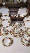 33 pieces of Royal Albert Old Country Roses tea and dinner ware, all first quality, COLLECT ONLY.