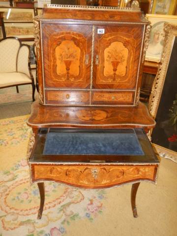 A French marquetry inlaid ladies writing desk with pull out slope. COLLECT ONLY. - Image 4 of 5