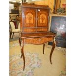 A French marquetry inlaid ladies writing desk with pull out slope. COLLECT ONLY.