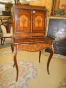 A French marquetry inlaid ladies writing desk with pull out slope. COLLECT ONLY.