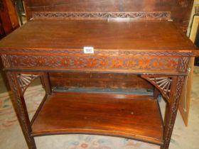 A carved mahogany hall table with bottom shelf, COLLECT ONLY.