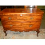 A Victorian two drawer mahogany chest of drawers on pad feet, COLLECT ONLY.
