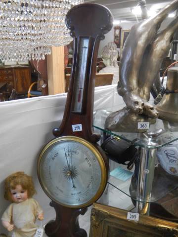 A late Victorian mahogany barometer, COLLECT ONLY.