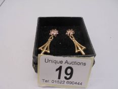 A pair of 9ct gold drop earrings, 3.15 grams.
