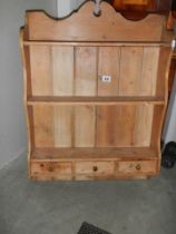 An old pine shelf unit with drawers, COLLECT ONLY.