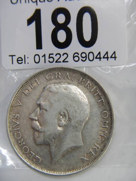 A George V silver half crown, 1914.