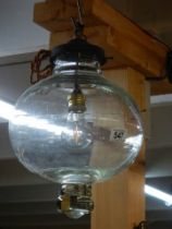 A globe shaped glass hall light, COLLECT ONLY.