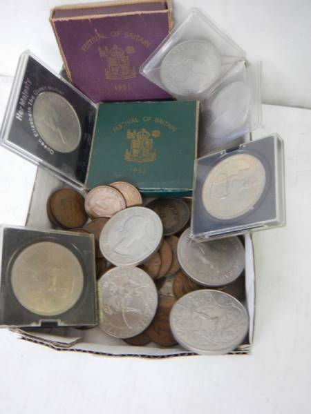 A mixed lot of coins and crowns including Churchill, Festival of Britain 1951 etc., - Image 5 of 5