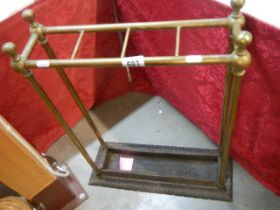 A late Victorian brass and iron stick/umbrella stand. COLLECT ONLY.