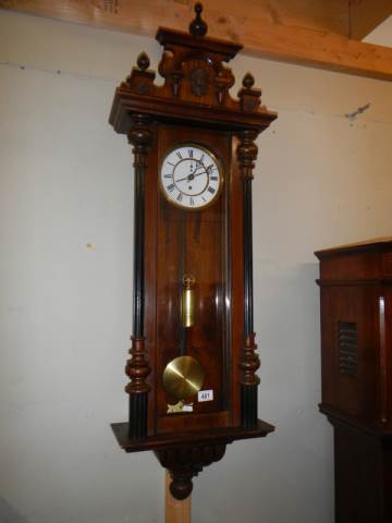 A single weight mahogany Vienna wall clock, COLLECT ONLY. - Image 2 of 2