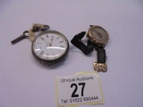 A Victorian silver fob watch and a gold a/f watch.