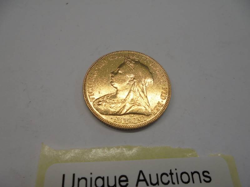 An 1899 Queen Victoria full gold sovereign. - Image 2 of 3