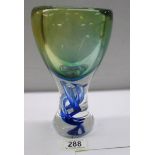 A good heavy studio glass vase with twist in stem.