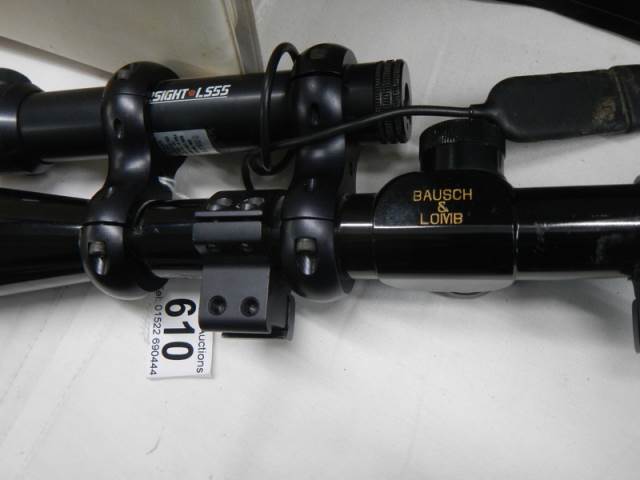 A Bausch comb balvar rifle scope with a LS 55 laser sight with elevation, windage adjustment - Image 2 of 2