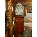 A late Victorian eight day Grandfather clock, missing one weight, COLLECT ONLY.