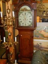 A late Victorian eight day Grandfather clock, missing one weight, COLLECT ONLY.