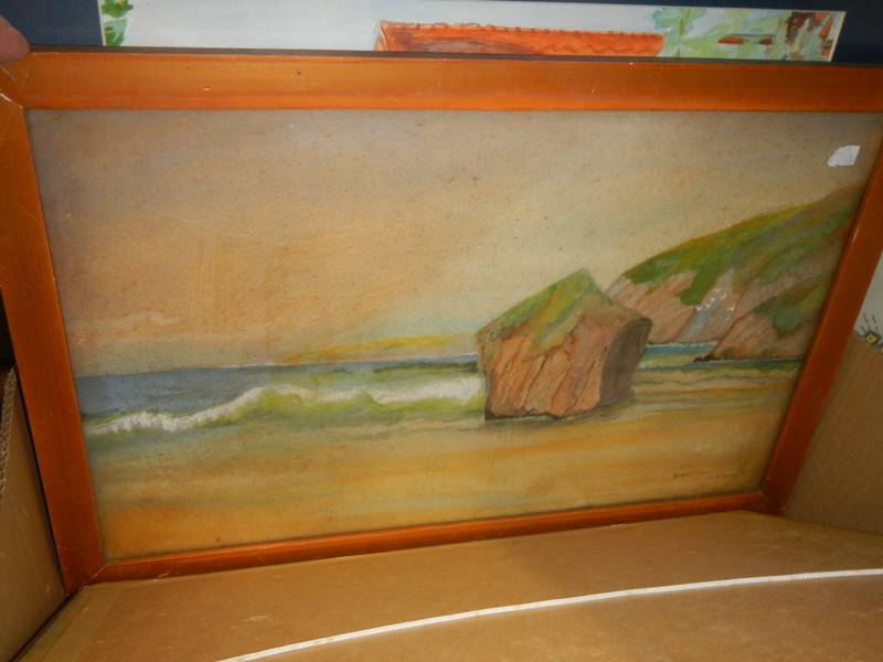 Seven assorted watercolours and oil paintings, COLLECT ONLY. - Image 6 of 7