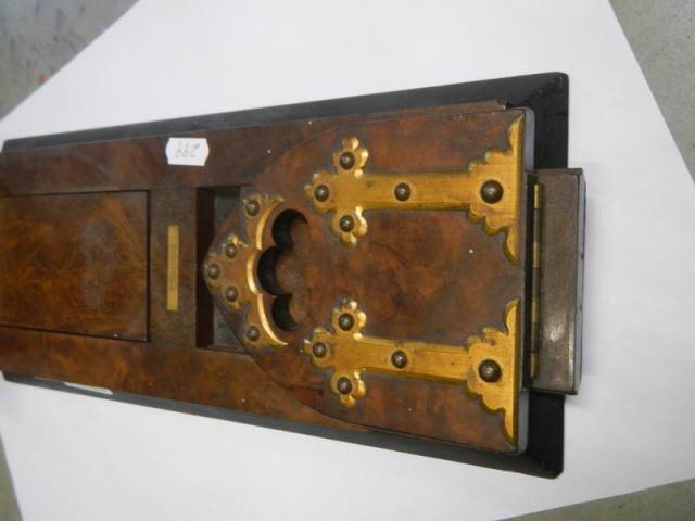 A Victorian adjustable book rack with brass fittings. - Image 6 of 6